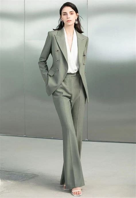 fitted pantsuit with sharp tailoring